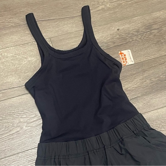 Free People FP Movement Double Bounce One Piece Black Purple Shortsie Romper S - Picture 4 of 12